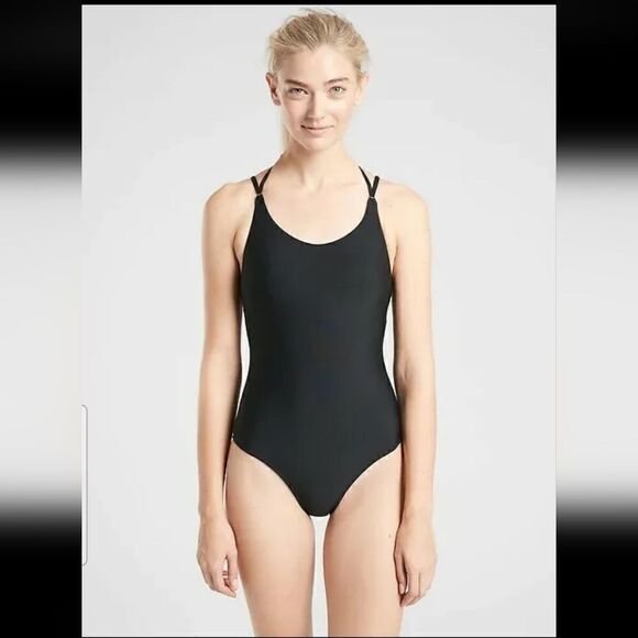 Athleta Keyhole One Piece Swimsuit Black Size ST - Picture 1 of 8